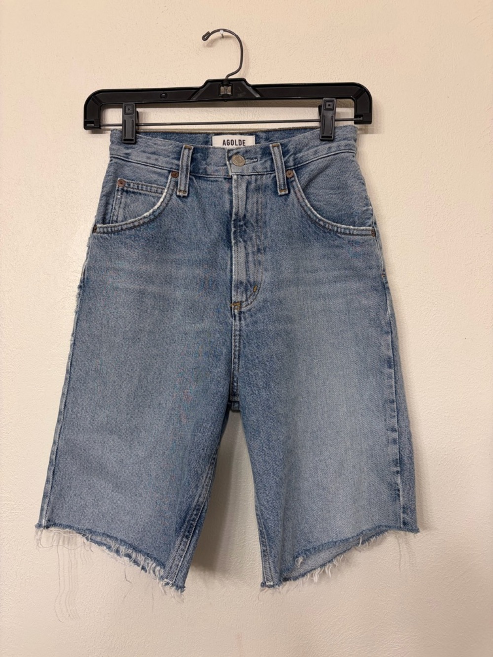 Agolde Denim Bermuda Shorts 90's Pinch Waist High Rise Summer Size 23 Women's